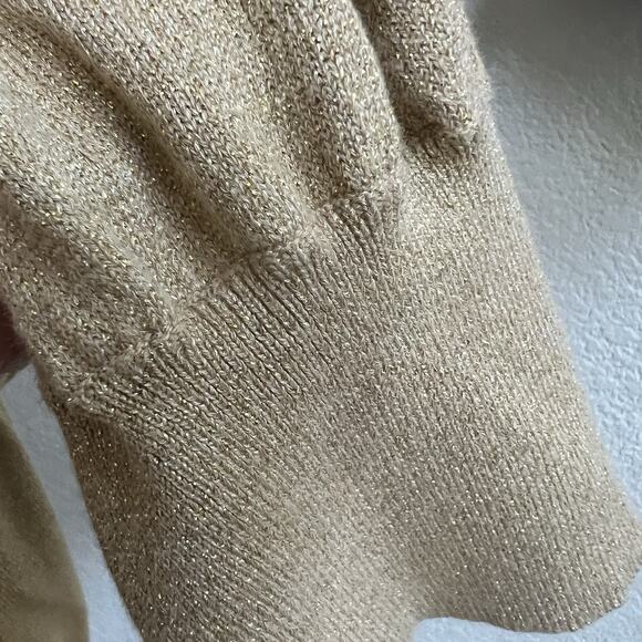 Victor Costa Vtg Cowl Neck Sweater Sz L Metallic Gold Tie Waist Knit Top L/S - Picture 4 of 7